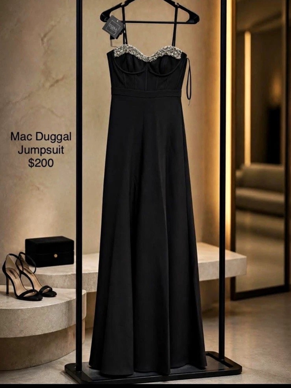 Mac Duggal Black Solid Sleeveless Sweetheart Beaded Maxi Dress Size XS/Small